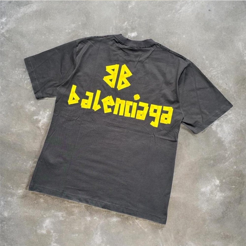 Balenciaga black Tee with Vibrant Yellow Logo